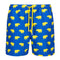 Matching blue and yellow father and son rhino swim shorts