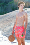 Dachshund Coral and Pale Blue Swim Shorts