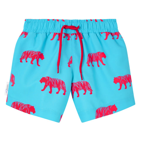  Matching blue tiger father and son swim shorts trunks