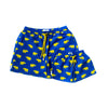 Matching blue and yellow father and son rhino swim shorts