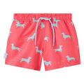 Coral dachshund boys swim shorts 