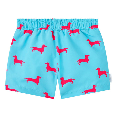 Blue dachshund boys swim shorts trunks